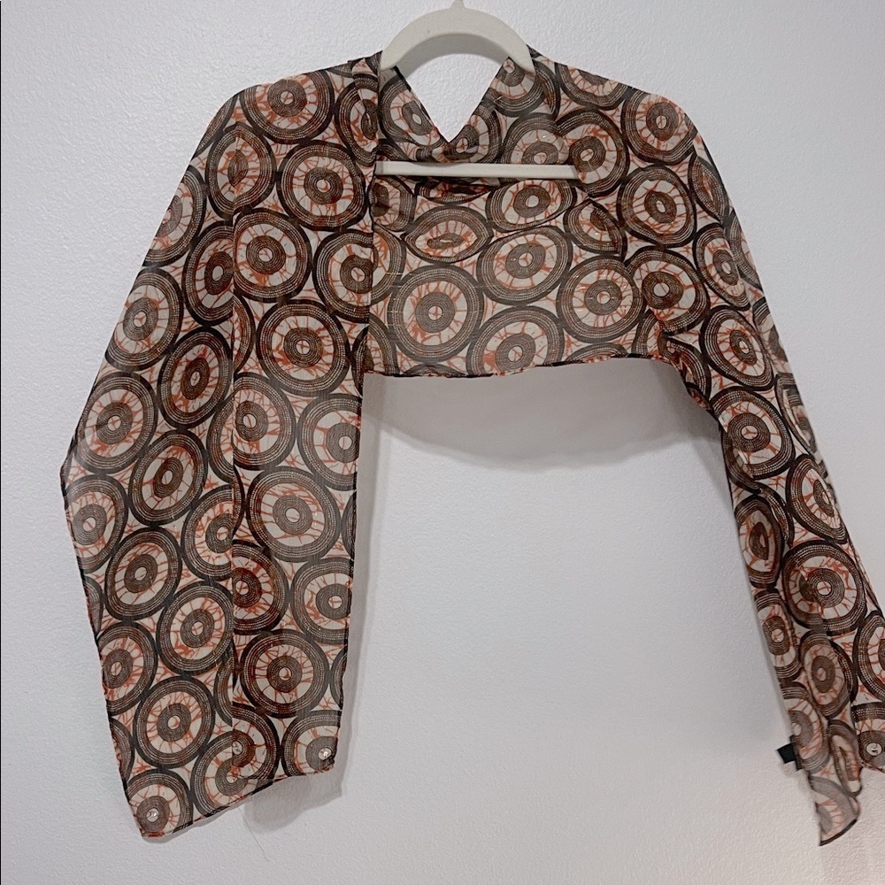 Cejon Sheer Scarf with Orange and Brown Accents